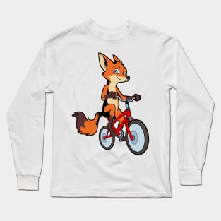 Cartoon fox riding a bike Long Sleeve T-Shirt